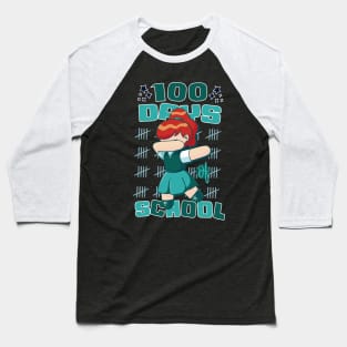 100 days of school featuring a dabbing Girl #1 Baseball T-Shirt